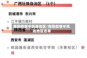 南阳疫情中风险地区/南阳疫情中风险地区名单